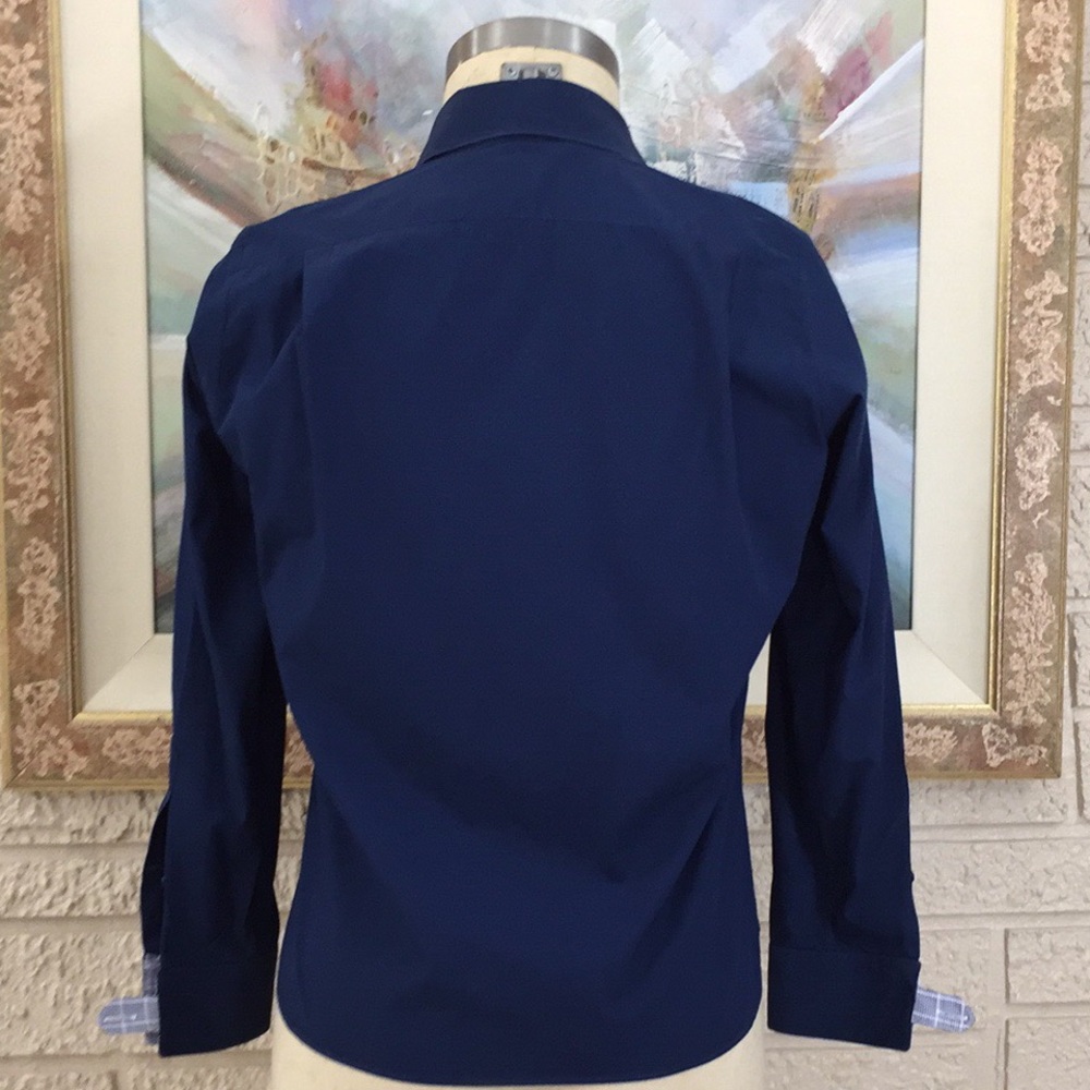 🌹From Collars To Cuffs Striped Trim Button Front Shirt Top - Picture 5 of 13